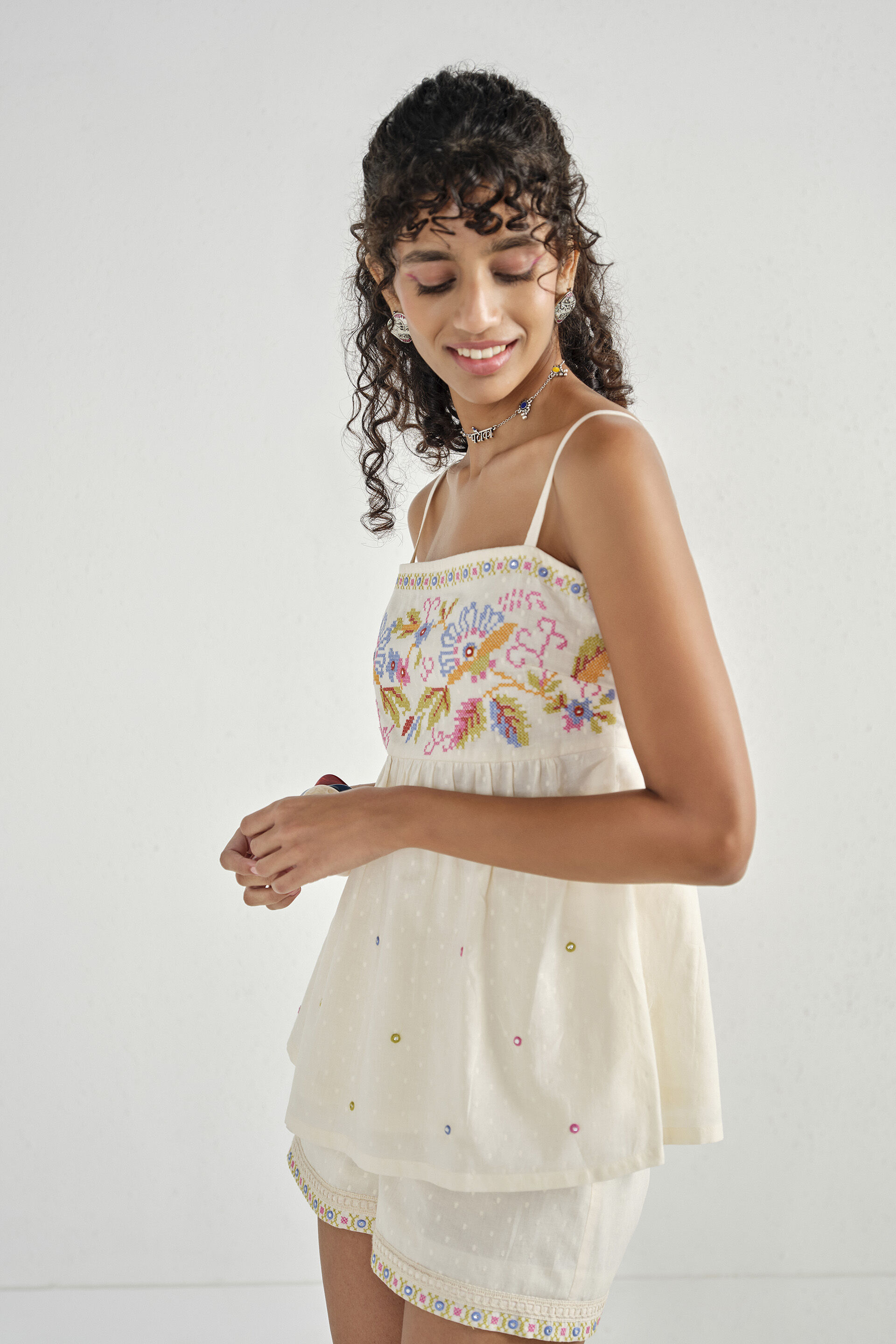 Imara Embroidered Off-White Co-ords, Off White, image 4